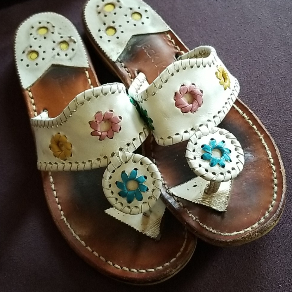 VINTAGE Jack Rogers Whipstitched Thong Sandals - 6
